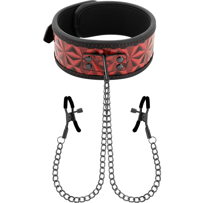 COLLETTO RED EDITION CON MORSETTI PER CAPEZZOLI CON FODERA IN NEOPRENE - CHARME VIBE