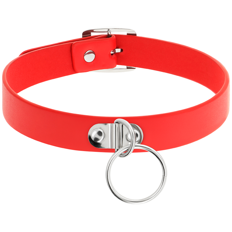 COLLANA IN PELLE VEGANA ROSSA ACCESSORIO FETISH DONNA - CHARME VIBE