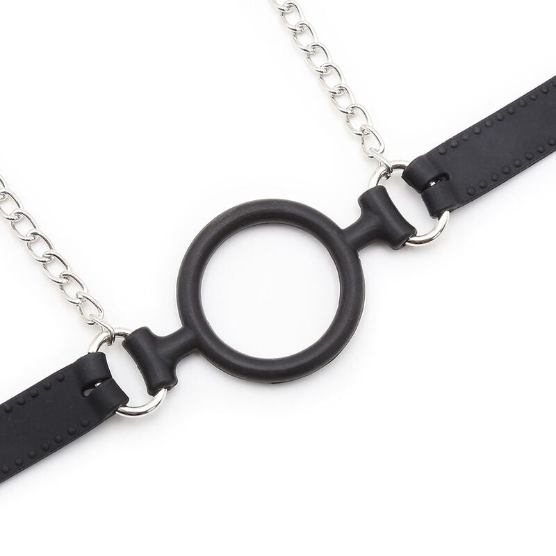 Bavaglio ad anello con catenelle e pinze per capezzoli -CHARME VIBE