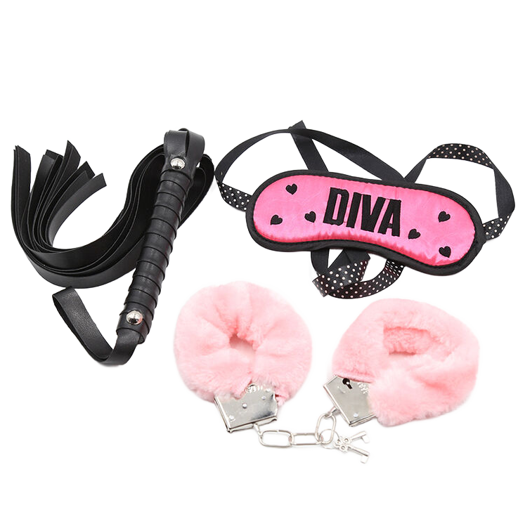 SET BONDAGE DI MANETTE, FRUSTA E MASCHERA - CHARME VIBE