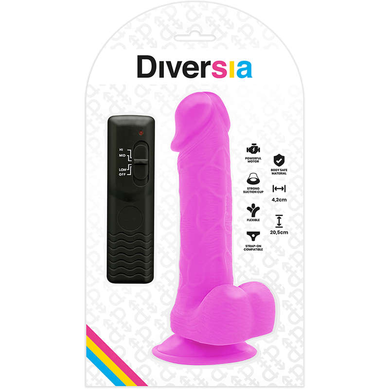 DILDO VIBRANTE FLESSIBILE VIOLA 20.5 CM O 4.2 CM - CHARME VIBE