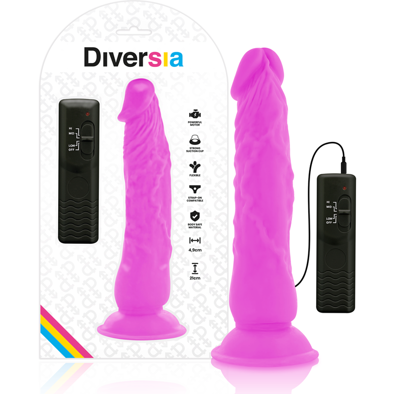 DILDO VIBRANTE FLESSIBILE VIOLA 21 CM O 4.9 CM - CHARME VIBE