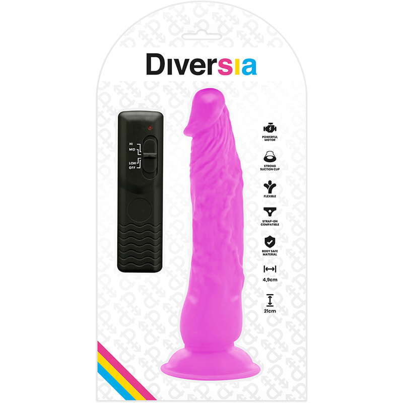 DILDO VIBRANTE FLESSIBILE VIOLA 21 CM O 4.9 CM - CHARME VIBE