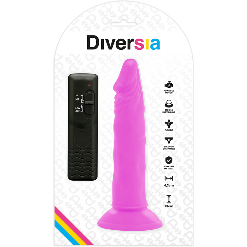 DILDO VIBRANTE FLESSIBILE VIOLA 23 CM O 4.3 CM - CHARME VIBE