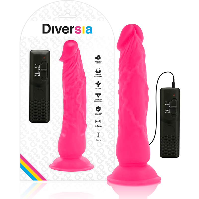 DILDO VIBRANTE FLESSIBILE ROSA 21 CM O 4.9 CM - CHARME VIBE