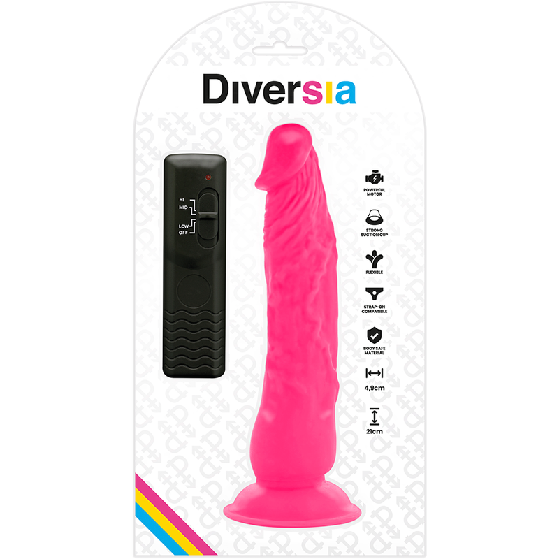 DILDO VIBRANTE FLESSIBILE ROSA 21 CM O 4.9 CM - CHARME VIBE