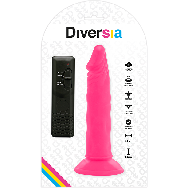 DILDO FLESSIBILE CON VIBRAZIONE ROSA 23 CM O 4.3 CM - CHARME VIBE