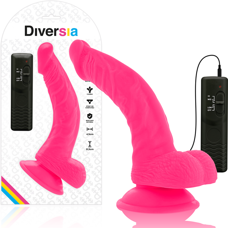 DILDO VIBRANTE FLESSIBILE ROSA 21.5 CM O 4.5 CM - CHARME VIBE