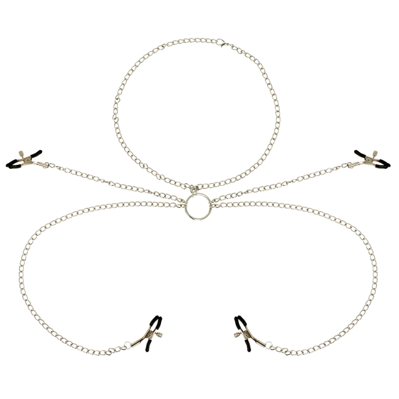 OHMAMA FETISH 4 MORSETTI PER CAPEZZOLI CON COLLANA A CATENA - CHARME VIBE