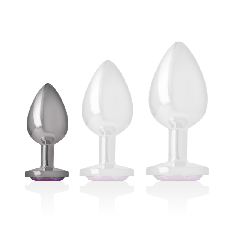 PLUG ANALE IN METALLO ALLUMINIO CON CRISTALLO VIOLA MISURA S - CHARME VIBE