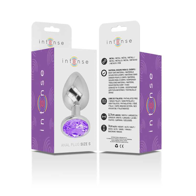 PLUG ANALE IN METALLO ALLUMINIO CON CRISTALLO VIOLA MISURA S - CHARME VIBE