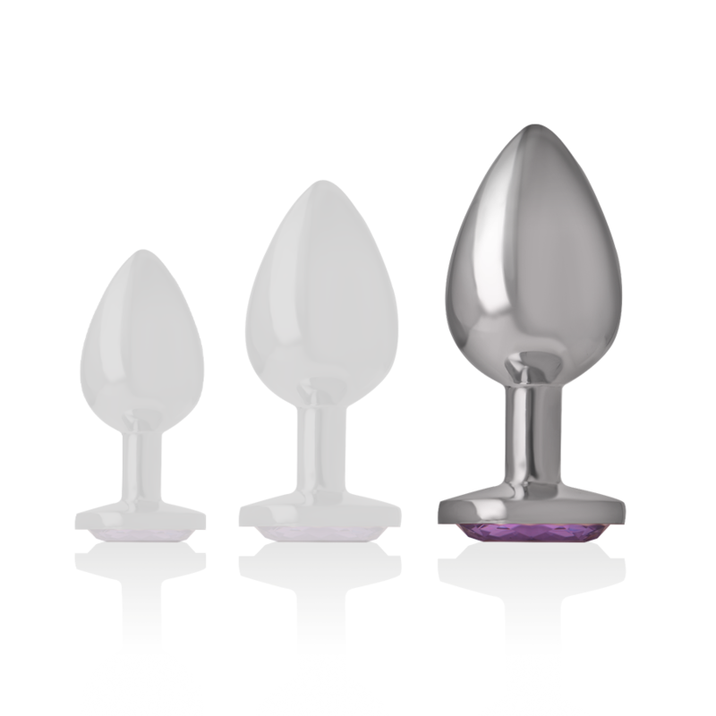 PLUG ANALE IN METALLO ALLUMINIO CON CRISTALLO VIOLA MISURA L - CHARME VIBE