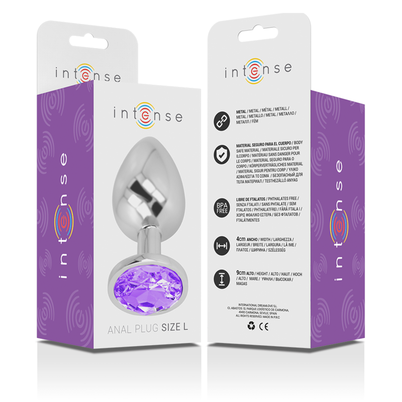 PLUG ANALE IN METALLO ALLUMINIO CON CRISTALLO VIOLA MISURA L - CHARME VIBE