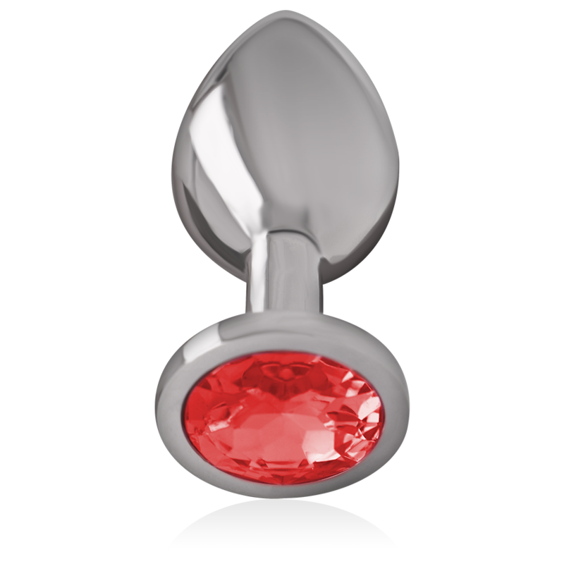 PLUG ANALE IN METALLO ALLUMINIO CON CRISTALLO ROSSO MISURA S - CHARME VIBE
