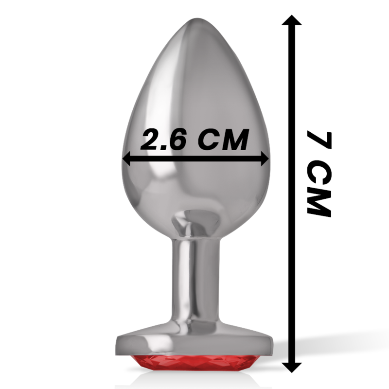 PLUG ANALE IN METALLO ALLUMINIO CON CRISTALLO ROSSO MISURA S - CHARME VIBE
