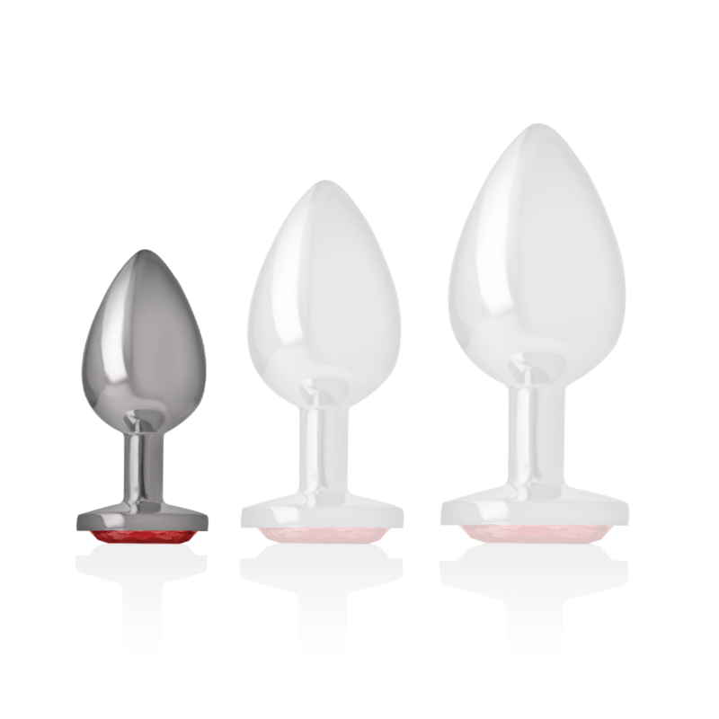 PLUG ANALE IN METALLO ALLUMINIO CON CRISTALLO ROSSO MISURA S - CHARME VIBE
