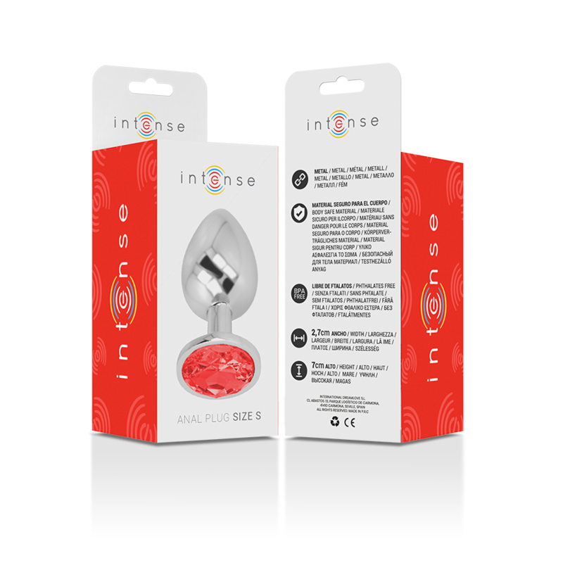 PLUG ANALE IN METALLO ALLUMINIO CON CRISTALLO ROSSO MISURA S - CHARME VIBE