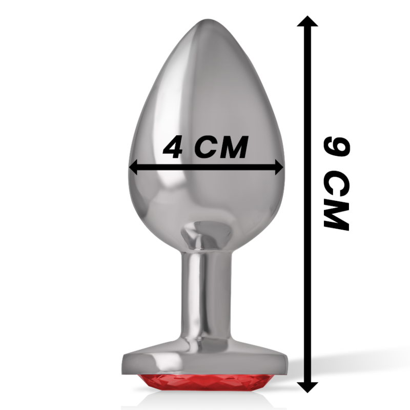 PLUG ANALE IN METALLO ALLUMINIO CON CRISTALLO ROSSO MISURA L - CHARME VIBE