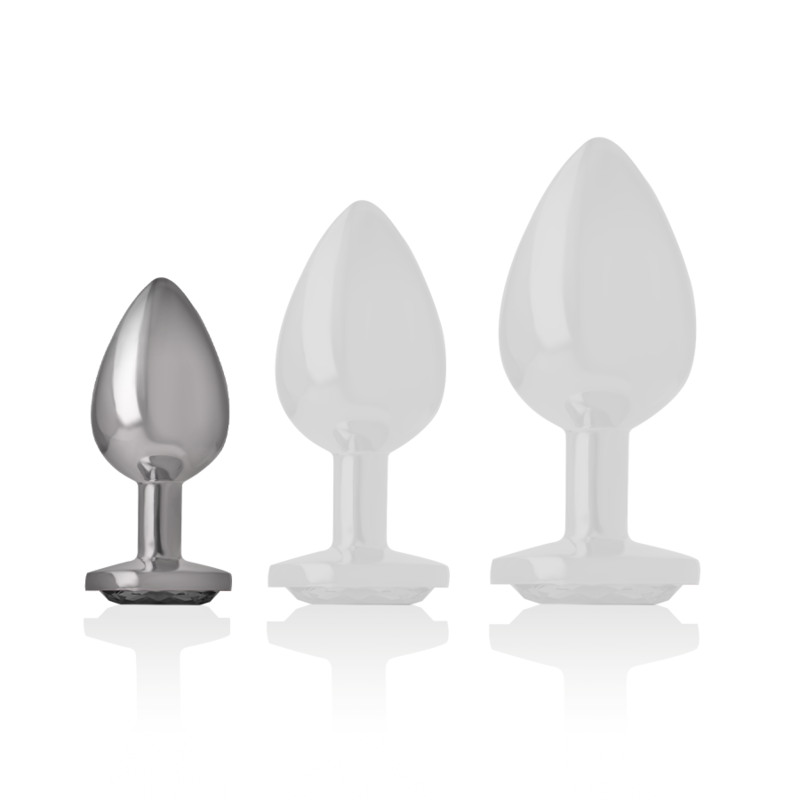 PLUG ANALE IN METALLO ALLUMINIO CON CRISTALLO NERO TAGLIA S - CHARME VIBE