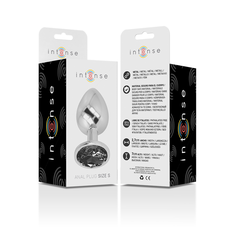 PLUG ANALE IN METALLO ALLUMINIO CON CRISTALLO NERO TAGLIA S - CHARME VIBE