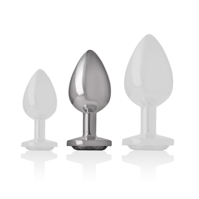PLUG ANALE IN METALLO ALLUMINIO CON VETRO NERO TAGLIA M - CHARME VIBE