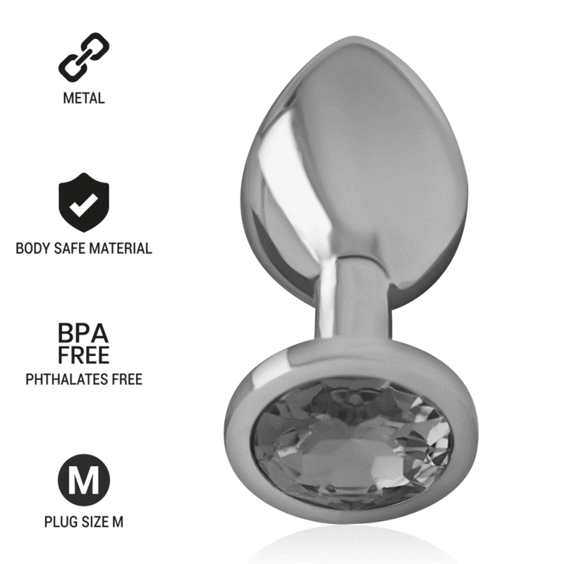 PLUG ANALE IN METALLO ALLUMINIO CON VETRO NERO TAGLIA M - CHARME VIBE