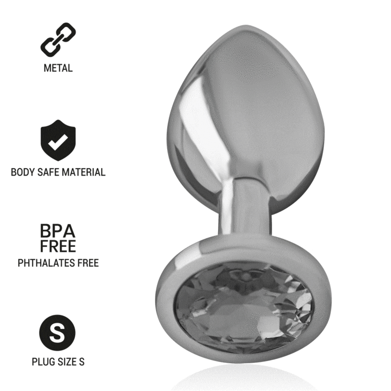 PLUG ANALE IN METALLO ALLUMINIO CON CRISTALLO NERO TAGLIA S - CHARME VIBE