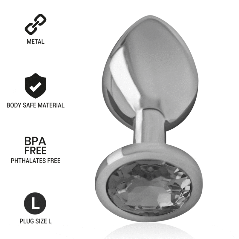 PLUG ANALE IN METALLO ALLUMINIO CON VETRO NERO TAGLIA L - CHARME VIBE