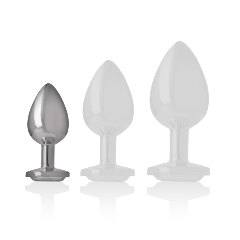 PLUG ANALE IN METALLO ALLUMINIO CON CRISTALLO ARGENTO MISURA S - CHARME VIBE