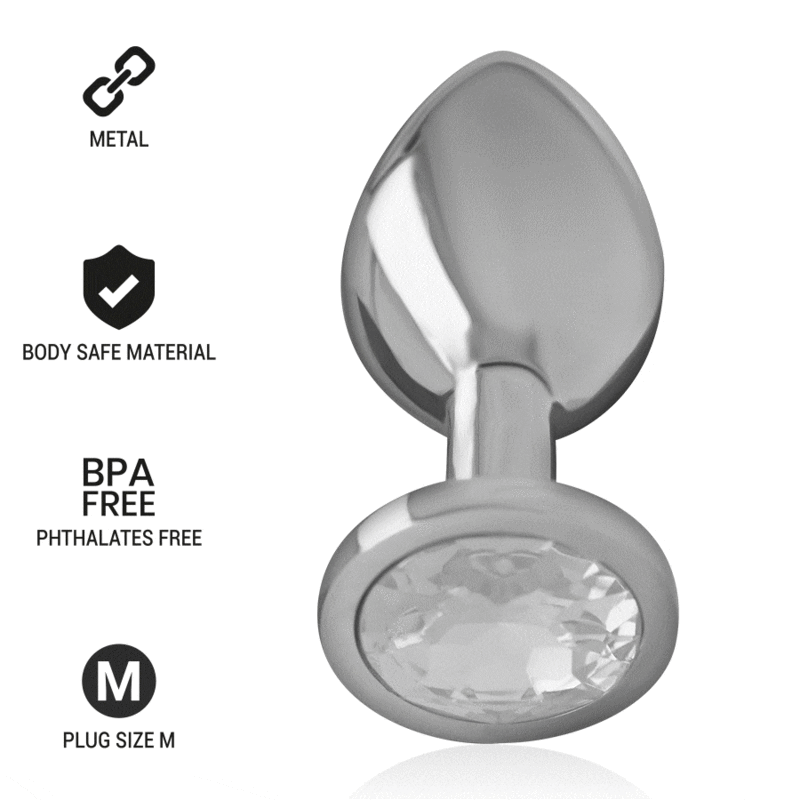 PLUG ANALE IN METALLO ALLUMINIO CON CRISTALLO ARGENTO TAGLIA M - CHARME VIBE