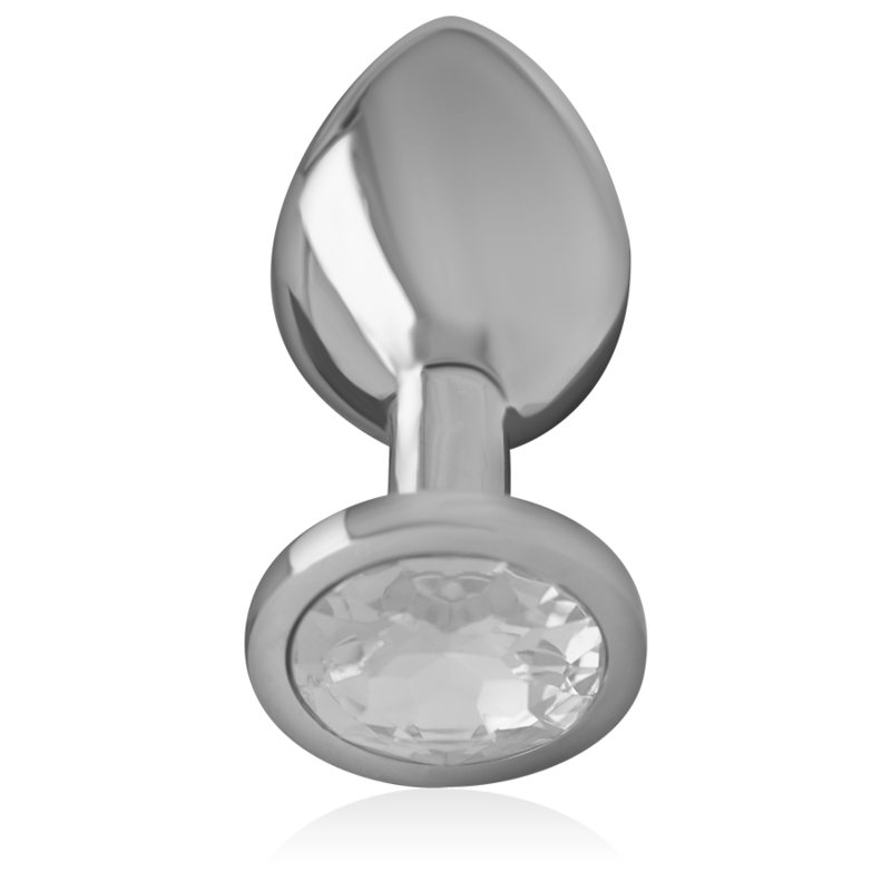 PLUG ANALE IN METALLO ALLUMINIO CON CRISTALLO ARGENTO MISURA L - CHARME VIBE
