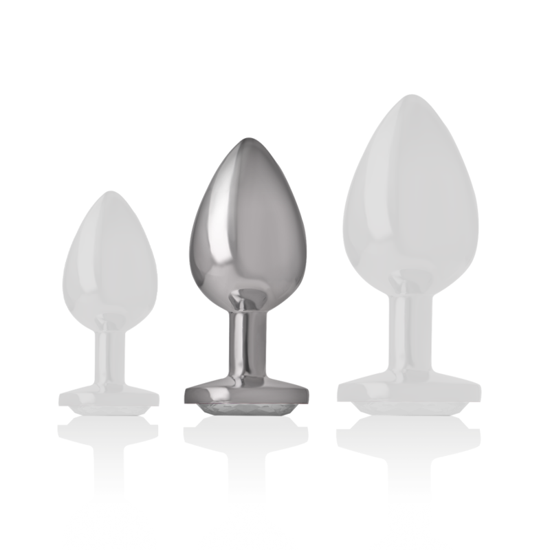 PLUG ANALE IN METALLO ALLUMINIO CON CRISTALLO ARGENTO TAGLIA M - CHARME VIBE