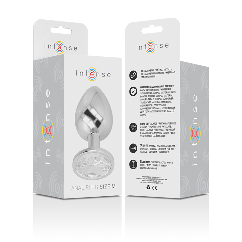 PLUG ANALE IN METALLO ALLUMINIO CON CRISTALLO ARGENTO TAGLIA M - CHARME VIBE