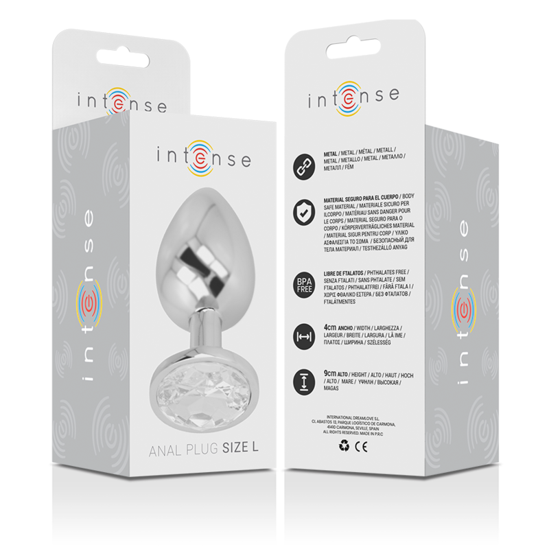 PLUG ANALE IN METALLO ALLUMINIO CON CRISTALLO ARGENTO MISURA L - CHARME VIBE