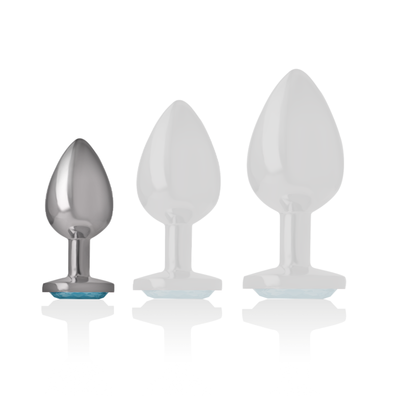 PLUG ANALE IN METALLO ALLUMINIO CON CRISTALLO BLU TAGLIA S - CHARME VIBE