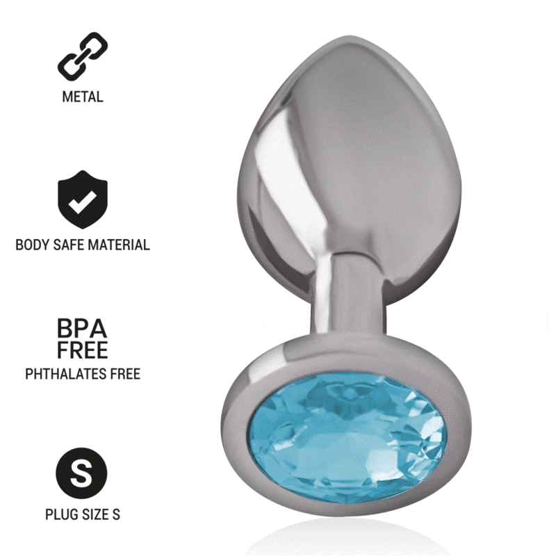 PLUG ANALE IN METALLO ALLUMINIO CON CRISTALLO BLU TAGLIA S - CHARME VIBE