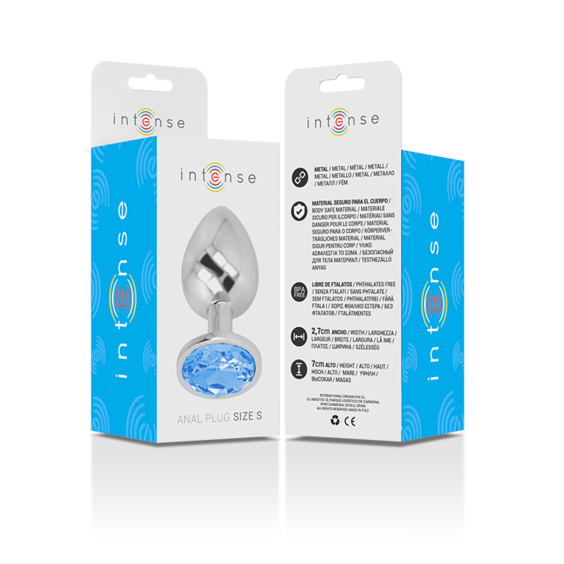 PLUG ANALE IN METALLO ALLUMINIO CON CRISTALLO BLU TAGLIA S - CHARME VIBE