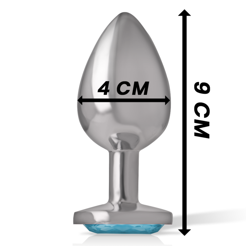 PLUG ANALE IN METALLO ALLUMINIO CON CRISTALLO BLU TAGLIA L - CHARME VIBE