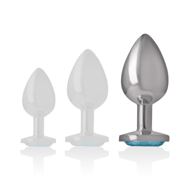 PLUG ANALE IN METALLO ALLUMINIO CON CRISTALLO BLU TAGLIA L - CHARME VIBE