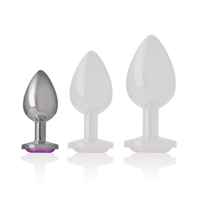 PLUG ANALE IN METALLO ALLUMINIO CON CRISTALLO ROSA TAGLIA S - CHARME VIBE