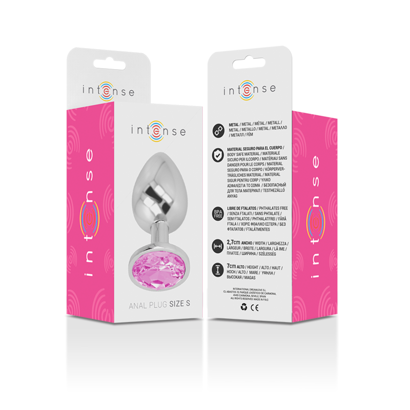 PLUG ANALE IN METALLO ALLUMINIO CON CRISTALLO ROSA TAGLIA S - CHARME VIBE