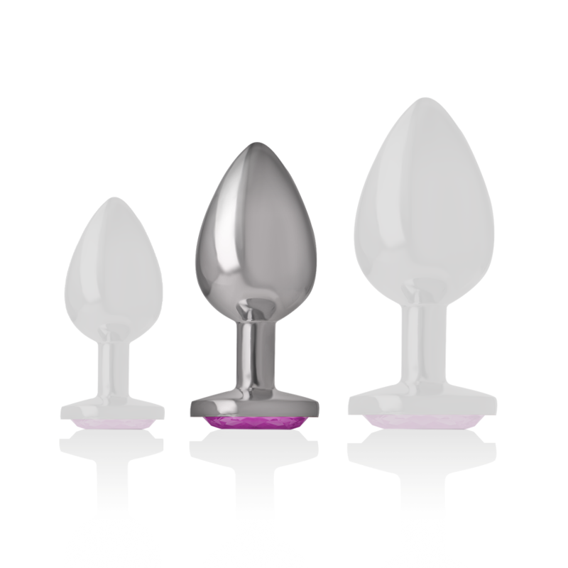 PLUG ANALE IN METALLO ALLUMINIO CON CRISTALLO ROSA TAGLIA M - CHARME VIBE