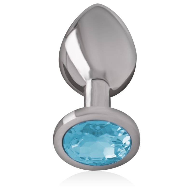 PLUG ANALE IN METALLO ALLUMINIO CON CRISTALLO BLU TAGLIA L - CHARME VIBE