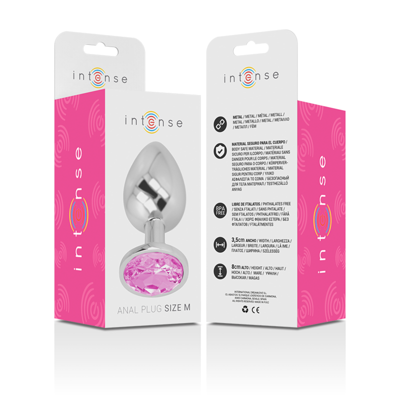 PLUG ANALE IN METALLO ALLUMINIO CON CRISTALLO ROSA TAGLIA M - CHARME VIBE