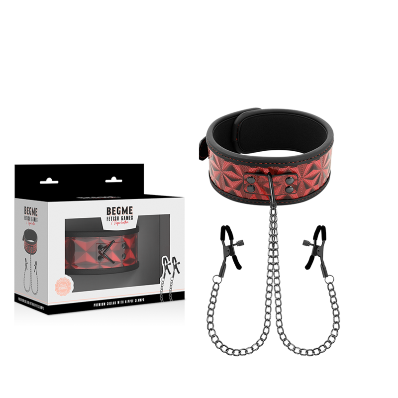 COLLETTO RED EDITION CON MORSETTI PER CAPEZZOLI CON FODERA IN NEOPRENE - CHARME VIBE