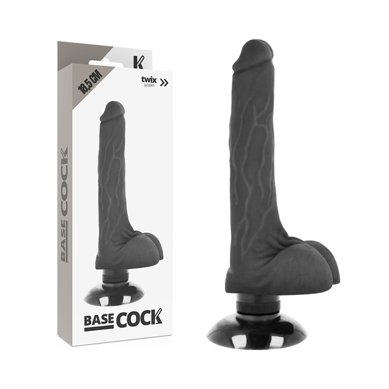 VIBRATORE REALISTICO BASECOCK 2-1 NERO 18.5 CM O 4 CM - CHARME VIBE
