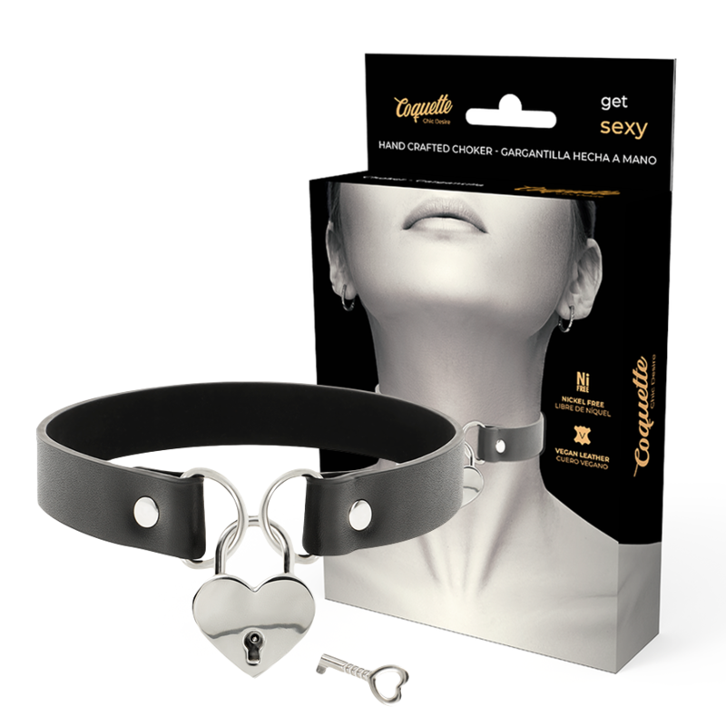 COLLANA IN PELLE VEGANA CON ACCESSORIO CUORE CON CHIAVE - CHARME VIBE