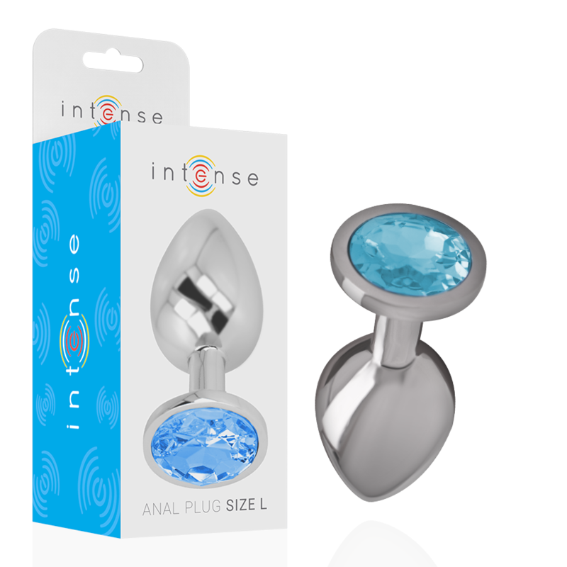 PLUG ANALE IN METALLO ALLUMINIO CON CRISTALLO BLU TAGLIA L - CHARME VIBE
