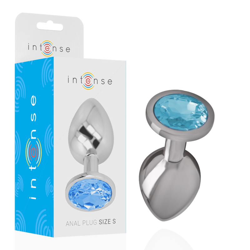 PLUG ANALE IN METALLO ALLUMINIO CON CRISTALLO BLU TAGLIA S - CHARME VIBE