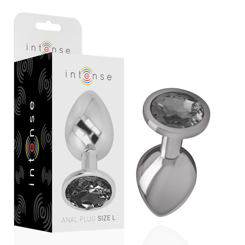 PLUG ANALE IN METALLO ALLUMINIO CON VETRO NERO TAGLIA L - CHARME VIBE